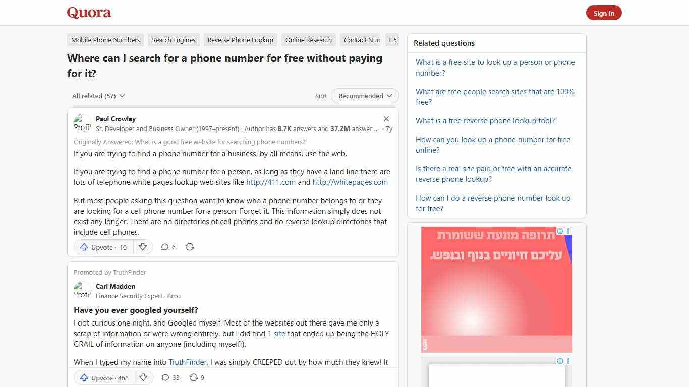 Where can I search for a phone number for free without paying for it? - Quora